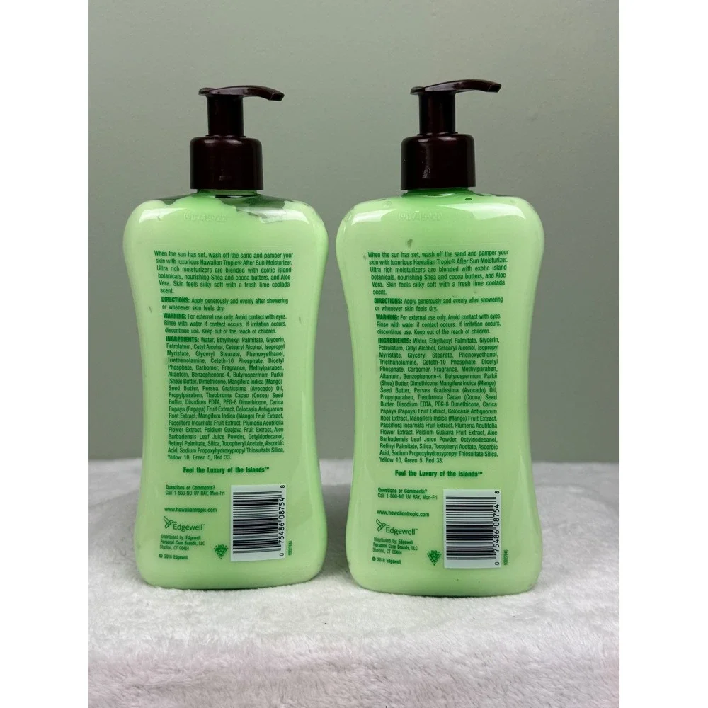 Hawaiian Tropic After Sun Moisturizer Lime Coolada 16oz Lot of 2 Aloe Vera Shea